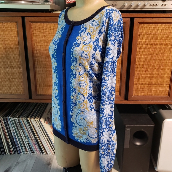 Charming Talbots Paisley Cardigan Size XL - Picture 2 of 4